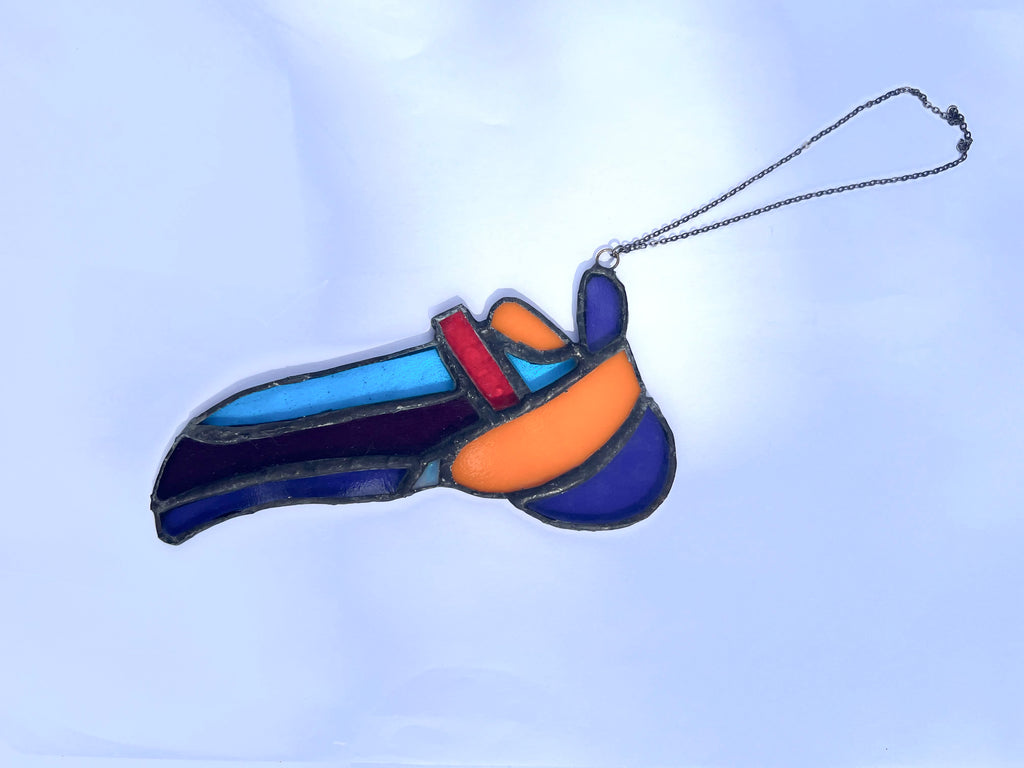 Stained Glass Rock Climbing Shoe – Handcrafted Suncatcher