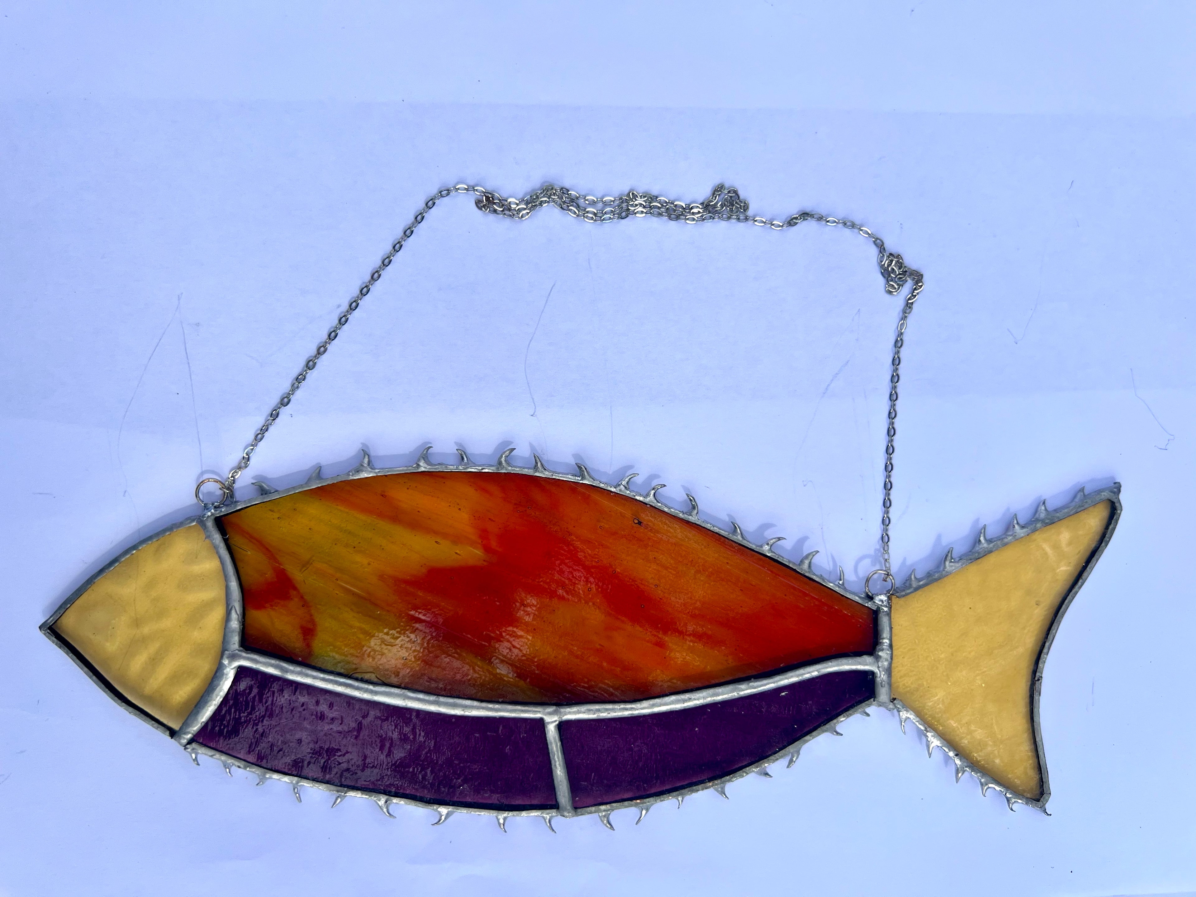 Spiky Solder Fish suncatcher – Handcrafted Stained Glass