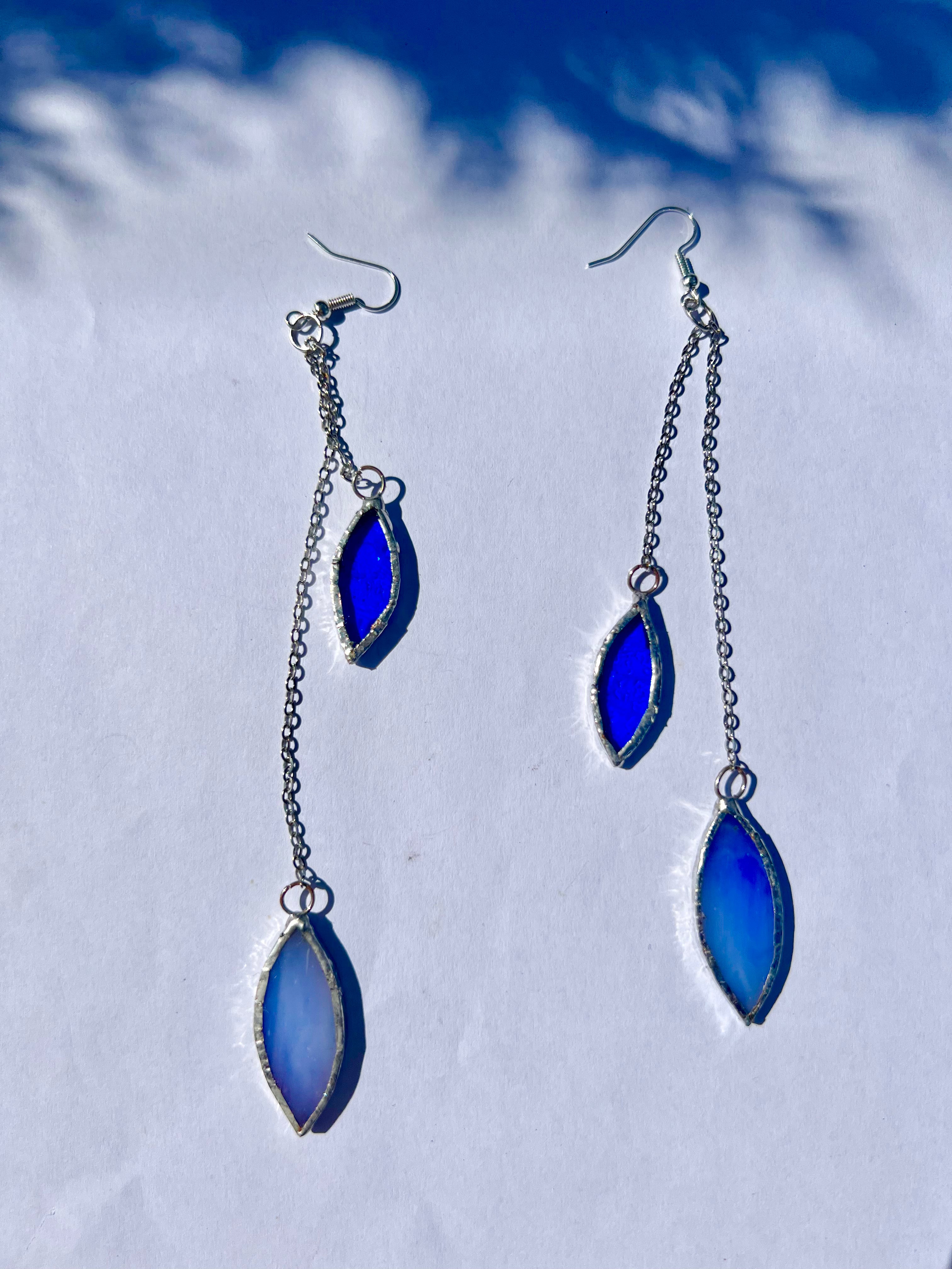 Dancing Leaf Earrings – Adjustable Stained Glass on Stainless Steel