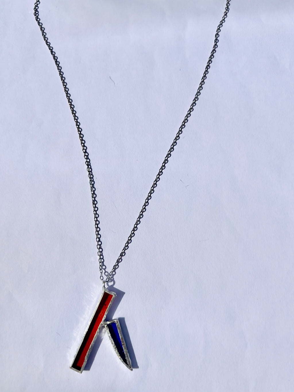 Sunset Pulse Necklace – Orange & Purple Stained Glass
