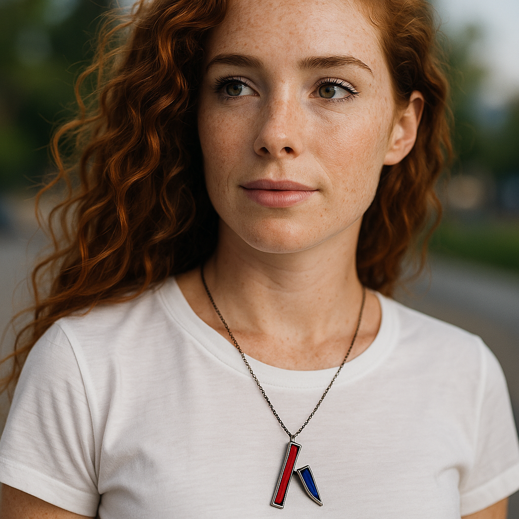Sunset Pulse Necklace – Orange & Purple Stained Glass