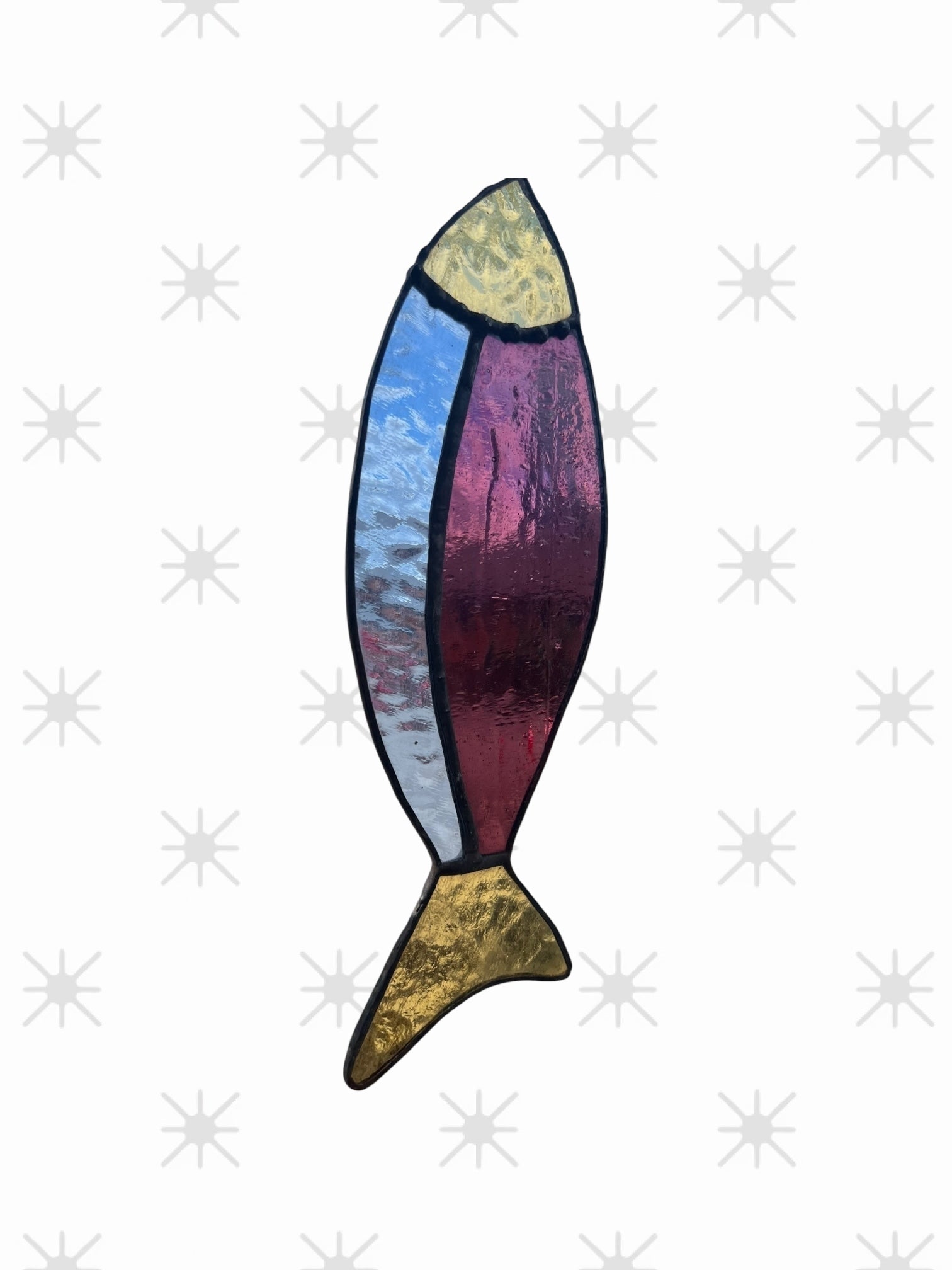 Stained glass fish suncatcher - Purple, Blue & Yellow