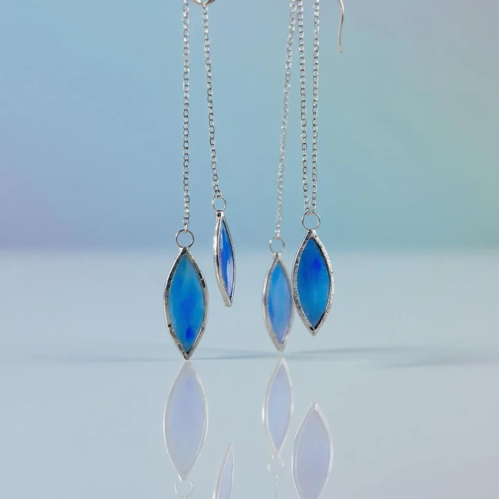 Dancing Leaf Earrings – Adjustable Stained Glass on Stainless Steel