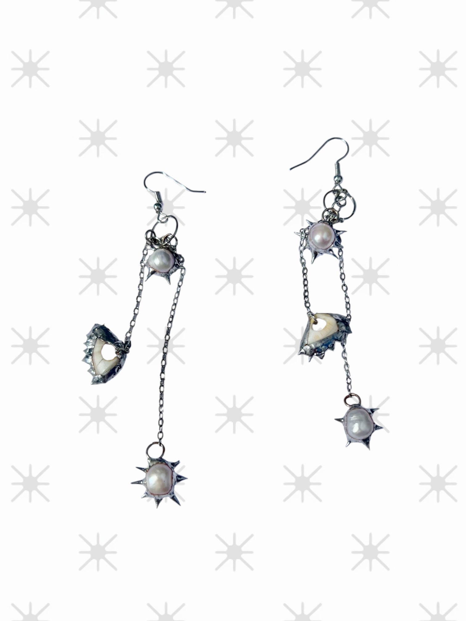 'Can you sea me' Earrings – Spiky Solder with UK Seashell & Pearl Accents