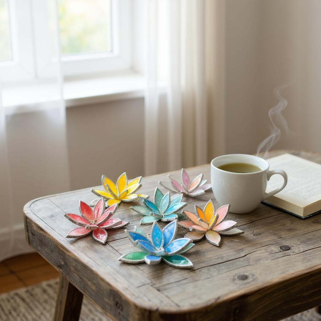 Blooming Light – Handcrafted 3D Stained Glass Flowers for Planters