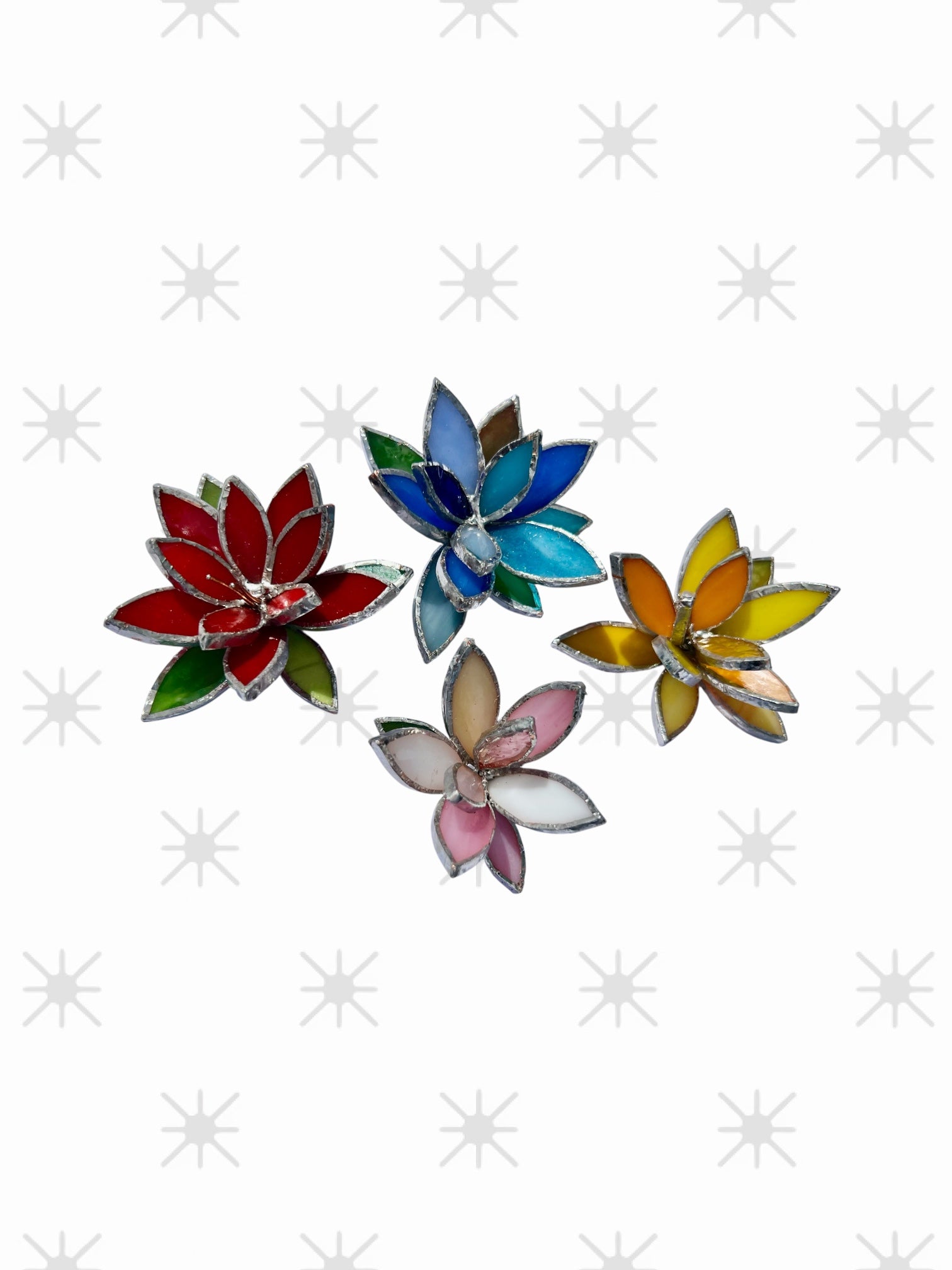 Blooming Light – Handcrafted 3D Stained Glass Flowers for Planters