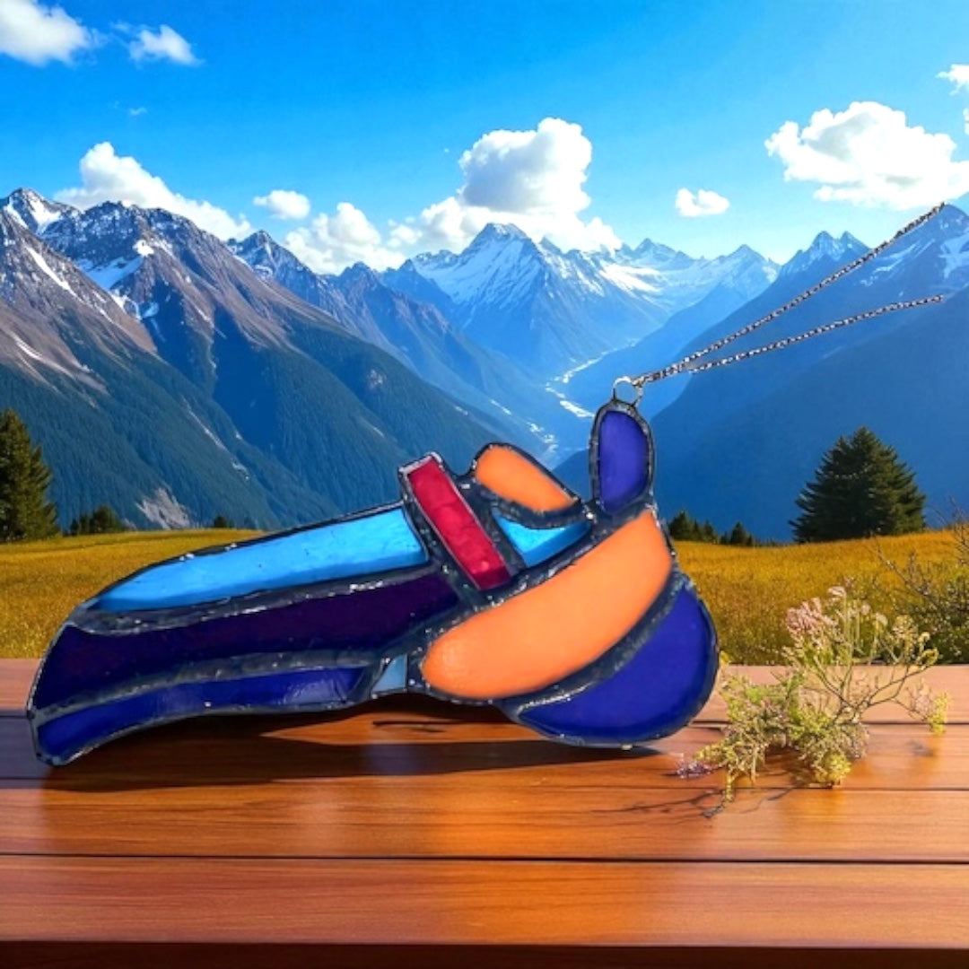 Stained Glass Rock Climbing Shoe – Handcrafted Suncatcher