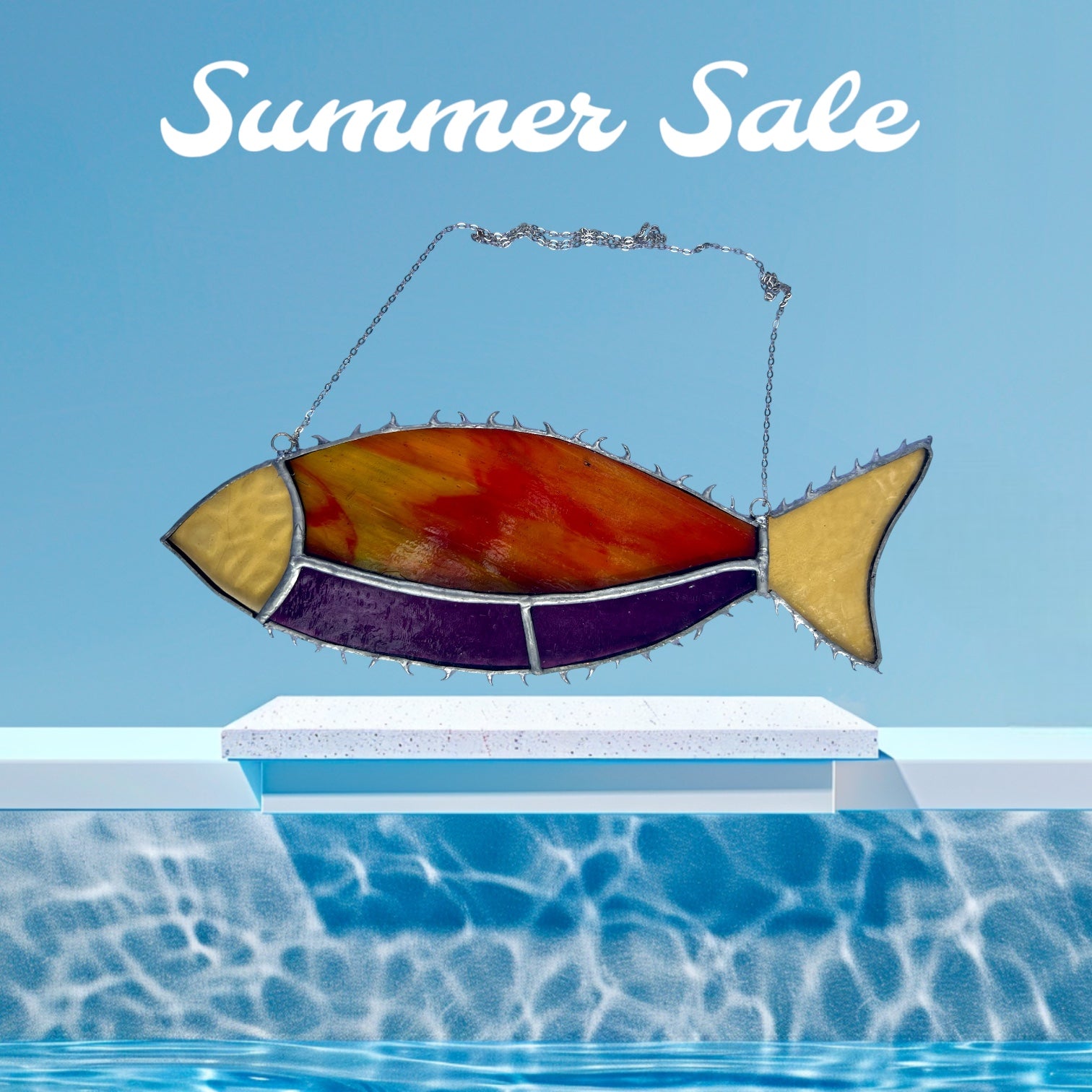 Spiky Solder Fish suncatcher – Handcrafted Stained Glass