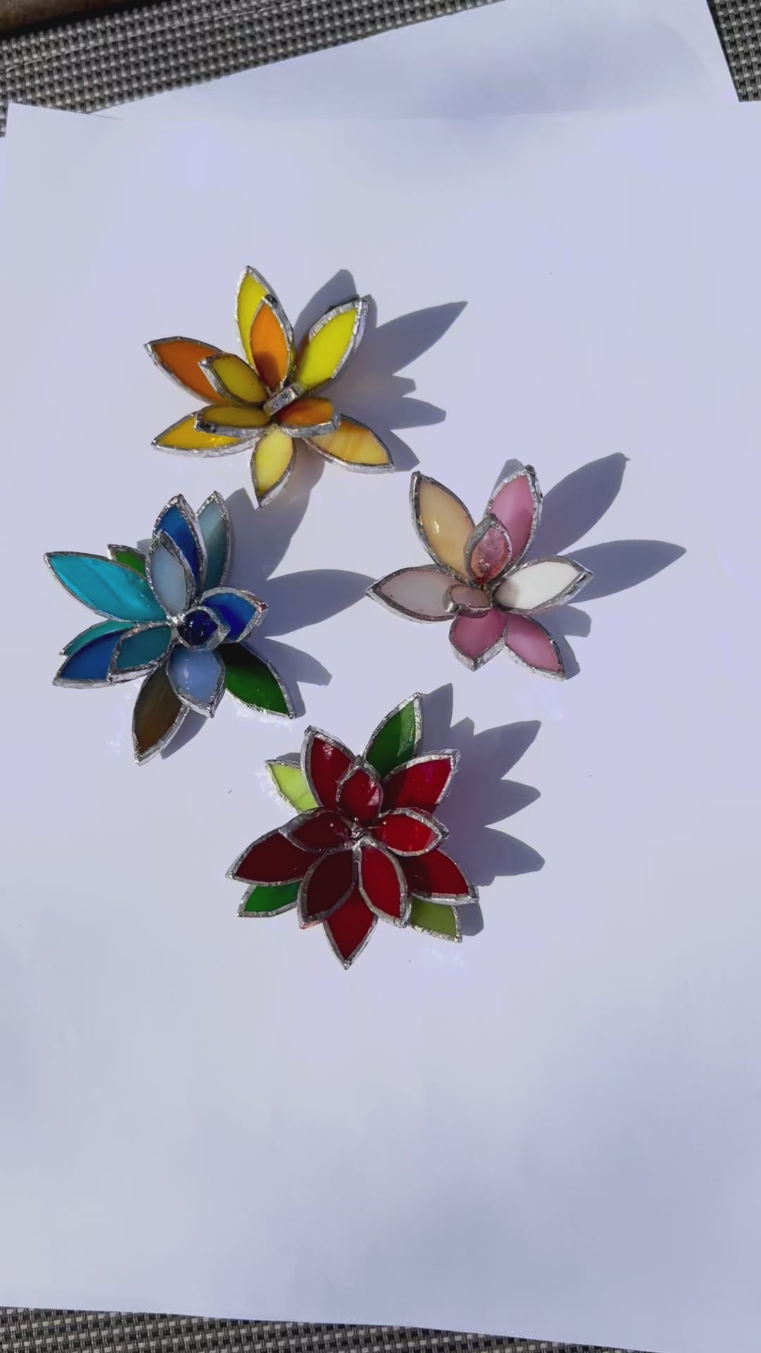 Blooming Light – Handcrafted 3D Stained Glass Flowers for Planters