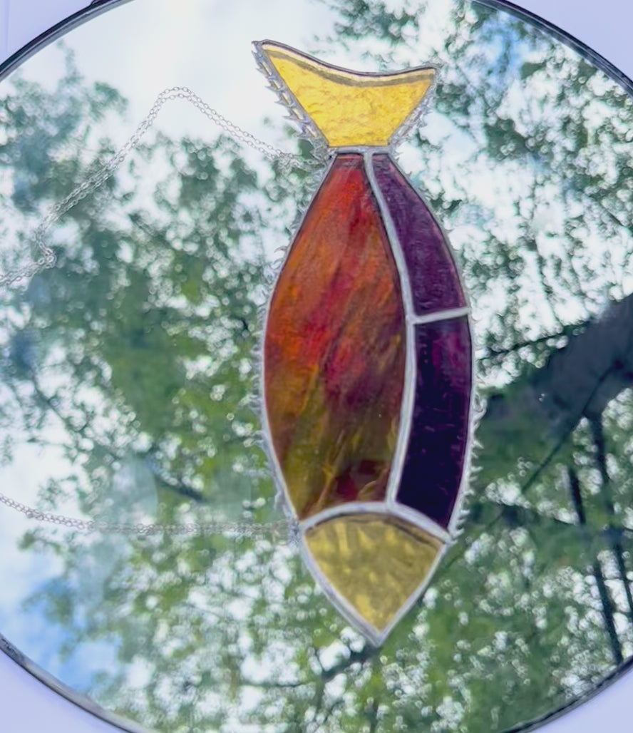 Spiky Solder Fish suncatcher – Handcrafted Stained Glass
