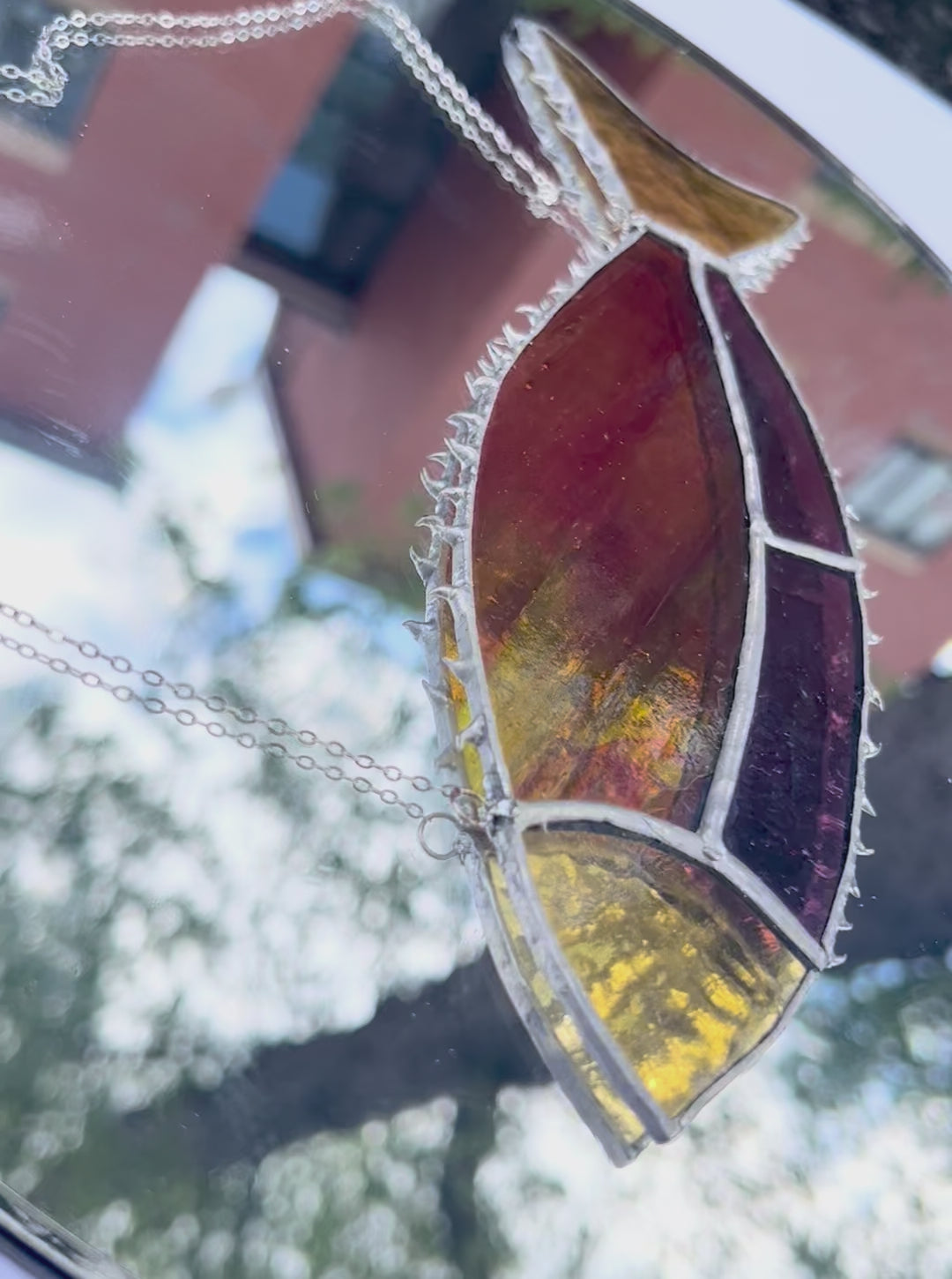 Spiky Solder Fish suncatcher – Handcrafted Stained Glass