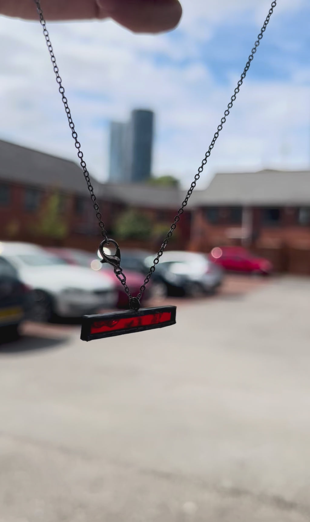 Edge of Red – Stained Glass Bar Necklace