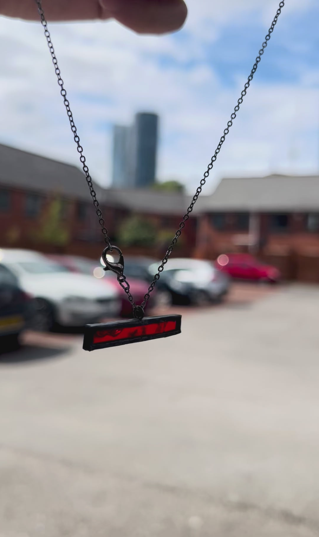 Edge of Red – Stained Glass Bar Necklace
