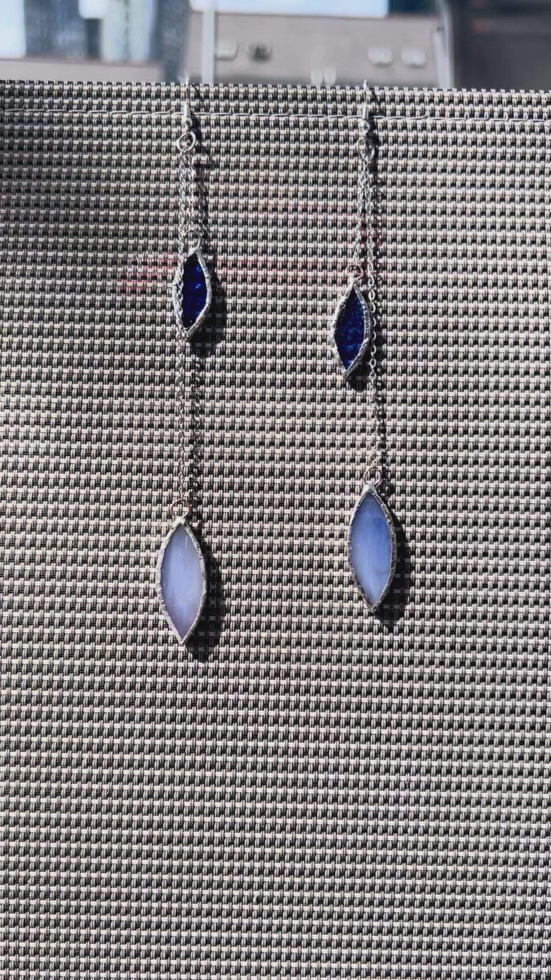 Dancing Leaf Earrings – Adjustable Stained Glass on Stainless Steel