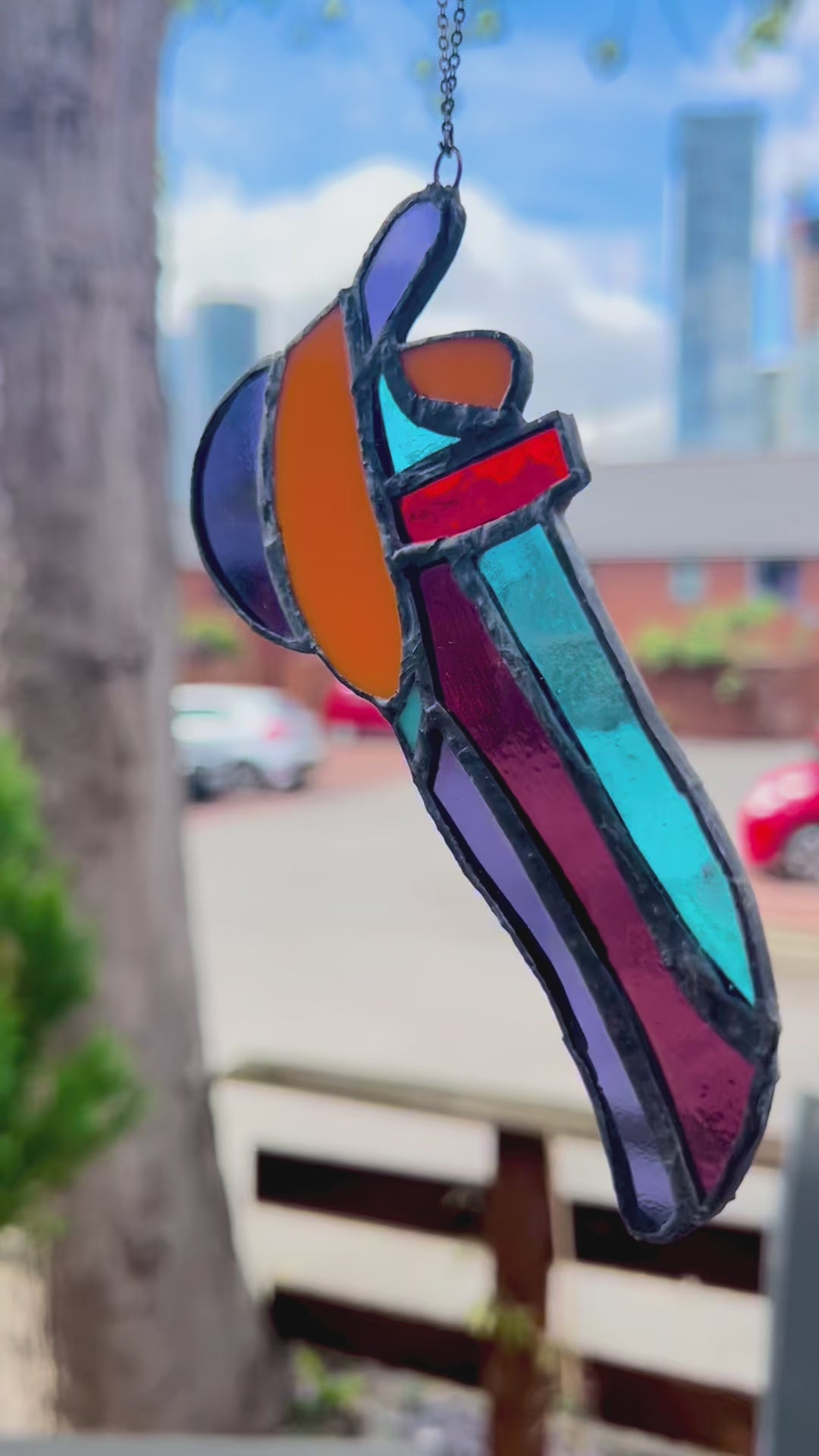 Stained Glass Rock Climbing Shoe – Handcrafted Suncatcher