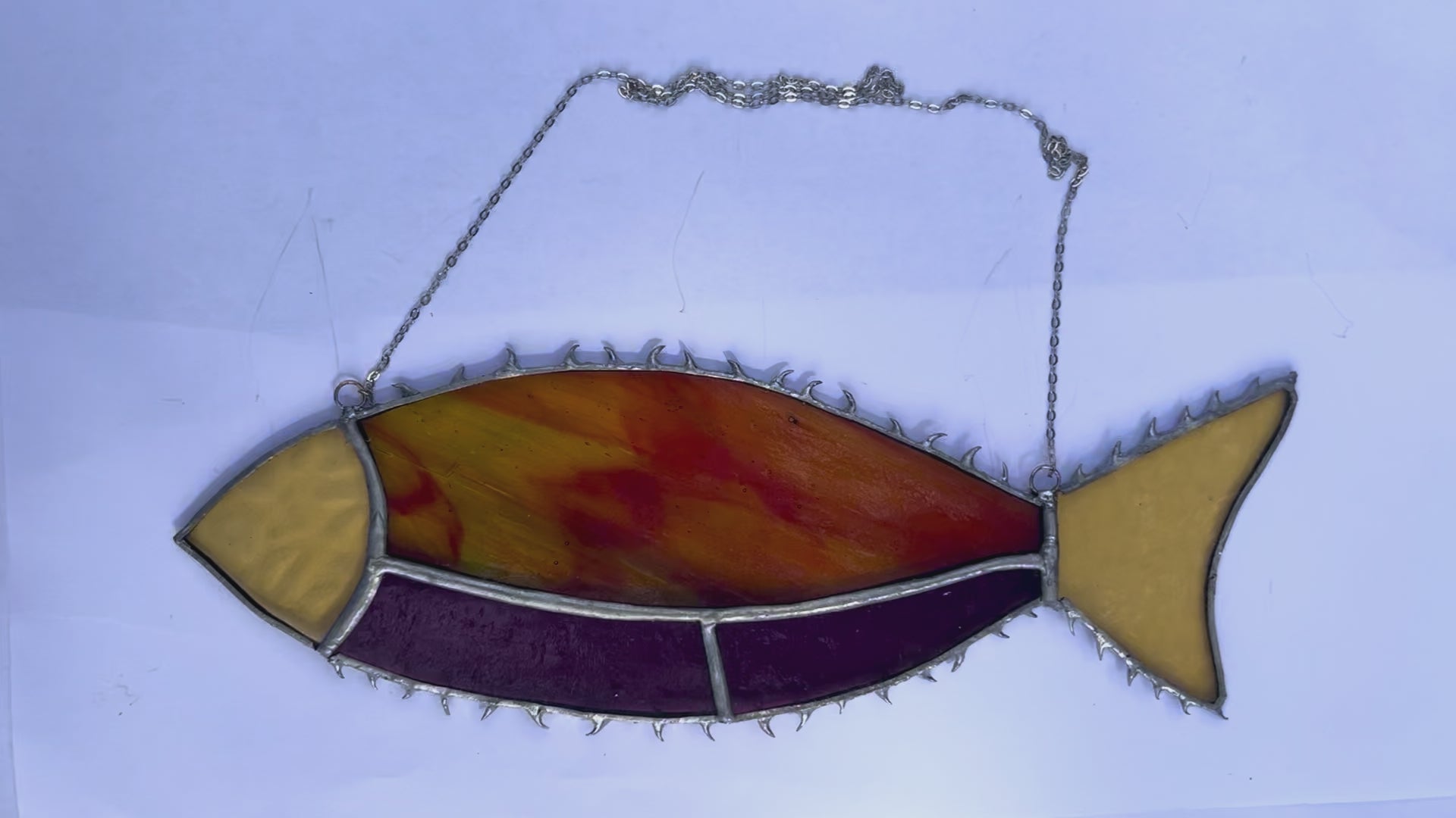 Spiky Solder Fish suncatcher – Handcrafted Stained Glass